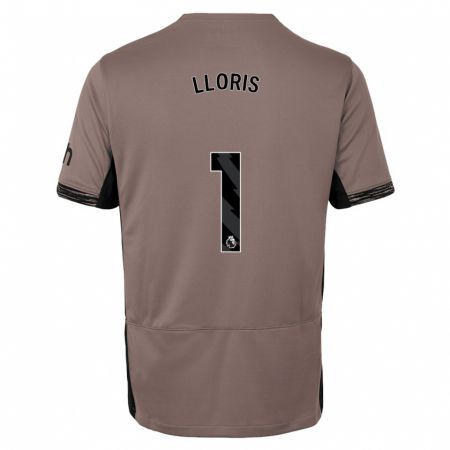 Kandiny Kinderen Hugo Lloris #1 Donker Beige Thuisshirt Derde Tenue 2023/24 T-Shirt