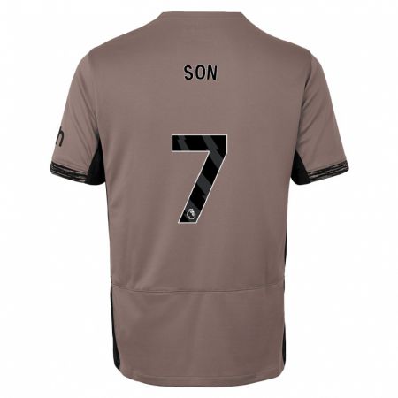 Kandiny Bambino Maglia Heung-Min Son #7 Beige Scuro Kit Gara Third 2023/24 Maglietta