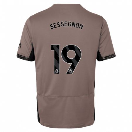 Kandiny Bambino Maglia Ryan Sessegnon #19 Beige Scuro Kit Gara Third 2023/24 Maglietta