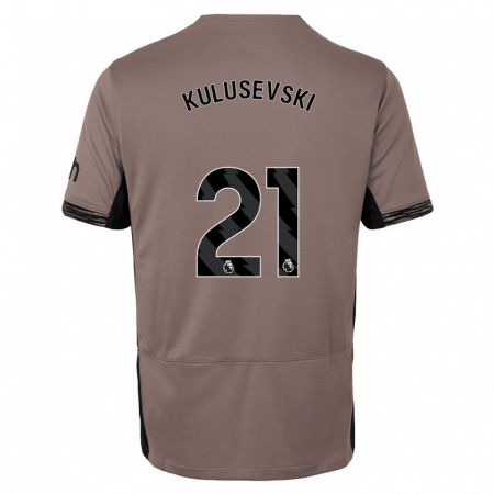 Kandiny Kinderen Dejan Kulusevski #21 Donker Beige Thuisshirt Derde Tenue 2023/24 T-Shirt België