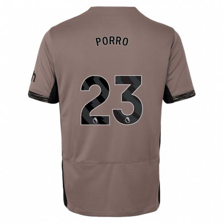 Kandiny Kinderen Pedro Porro #23 Donker Beige Thuisshirt Derde Tenue 2023/24 T-Shirt België