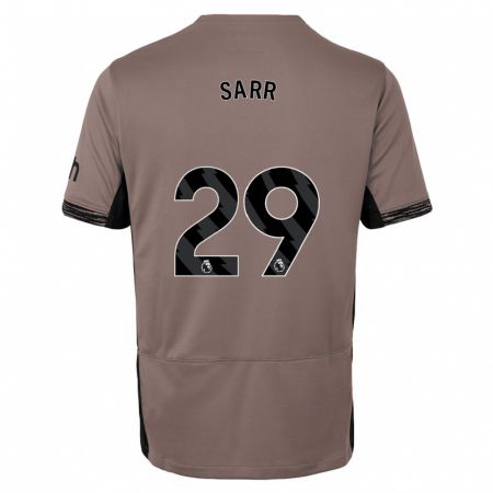 Kandiny Kinderen Pape Matar Sarr #29 Donker Beige Thuisshirt Derde Tenue 2023/24 T-Shirt België