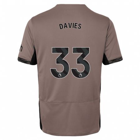 Kandiny Bambino Maglia Ben Davies #33 Beige Scuro Kit Gara Third 2023/24 Maglietta