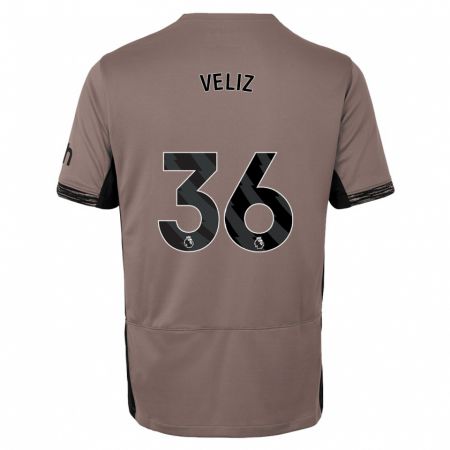 Kandiny Kinderen Alejo Véliz #36 Donker Beige Thuisshirt Derde Tenue 2023/24 T-Shirt België