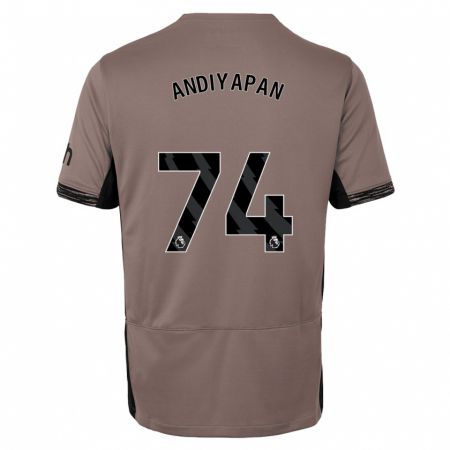 Kandinyキッズウィリアム・アンディヤパン#74ダークベージュサードユニフォームシャツ2023/24ジャージーユニフォーム