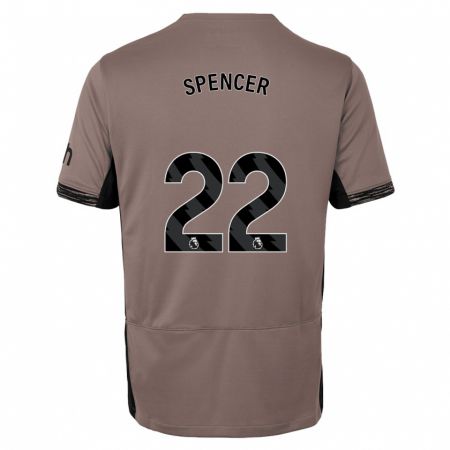 Kandiny Bambino Maglia Rebecca Spencer #22 Beige Scuro Kit Gara Third 2023/24 Maglietta