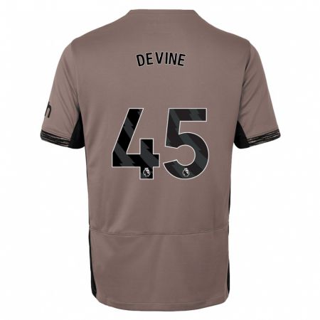 Kandiny Bambino Maglia Alfie Devine #45 Beige Scuro Kit Gara Third 2023/24 Maglietta