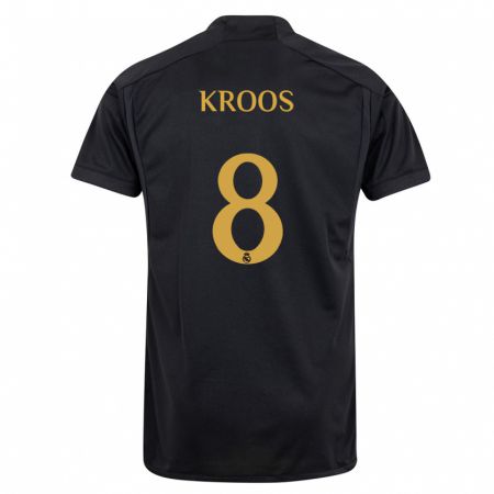 Kandiny Kinderen Toni Kroos #8 Zwart Thuisshirt Derde Tenue 2023/24 T-Shirt België