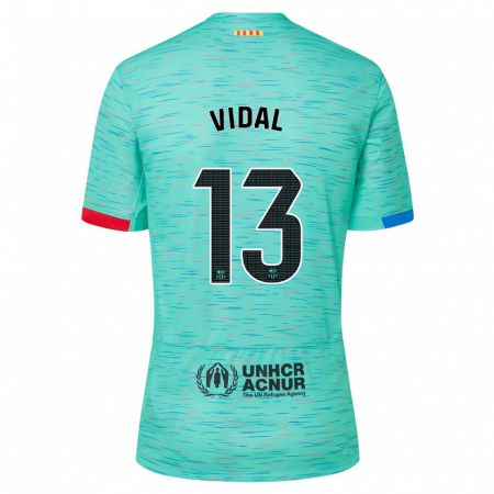 Kandiny Niño Camiseta Marc Vidal #13 Aguamarina Clara Equipación Tercera 2023/24 La Camisa