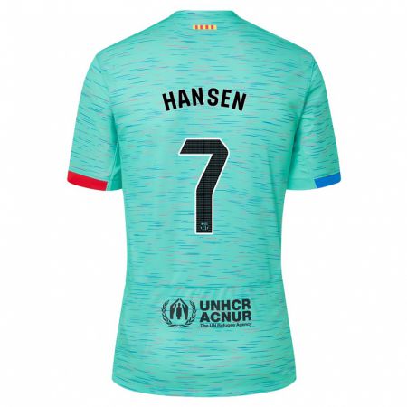 Kandiny Niño Camiseta Caroline Graham Hansen #7 Aguamarina Clara Equipación Tercera 2023/24 La Camisa