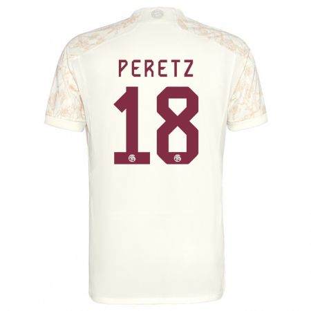 Kandiny Kinderen Daniel Peretz #18 Gebroken Wit Thuisshirt Derde Tenue 2023/24 T-Shirt België