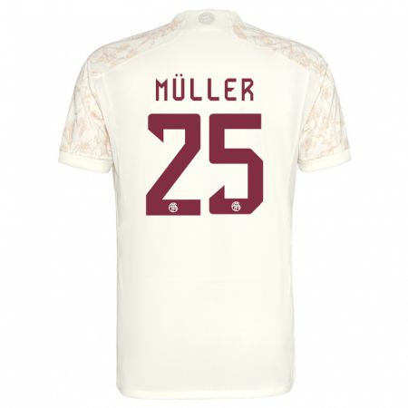 Kandiny Kinder Thomas Müller #25 Cremefarben Ausweichtrikot Trikot 2023/24 T-Shirt Österreich