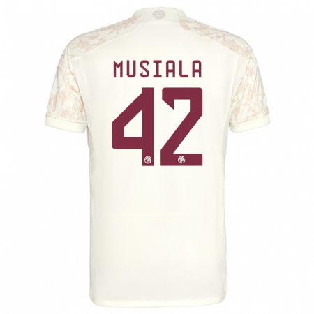 Kandiny Kinder Jamal Musiala #42 Cremefarben Ausweichtrikot Trikot 2023/24 T-Shirt Österreich