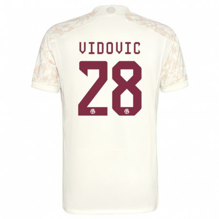 Kandiny Kinder Gabriel Vidovic #28 Cremefarben Ausweichtrikot Trikot 2023/24 T-Shirt Österreich