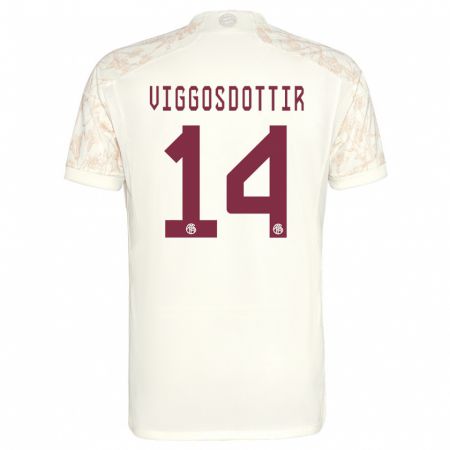 Kandiny Kinderen Glodis Perla Viggosdottir #14 Gebroken Wit Thuisshirt Derde Tenue 2023/24 T-Shirt België