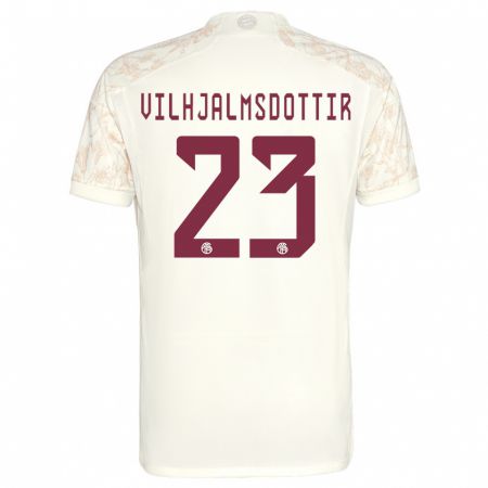 Kandiny Kinder Karolina Lea Vilhjalmsdottir #23 Cremefarben Ausweichtrikot Trikot 2023/24 T-Shirt Österreich