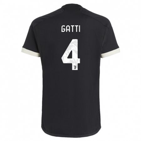 Kandiny Kinder Federico Gatti #4 Schwarz Ausweichtrikot Trikot 2023/24 T-Shirt Österreich