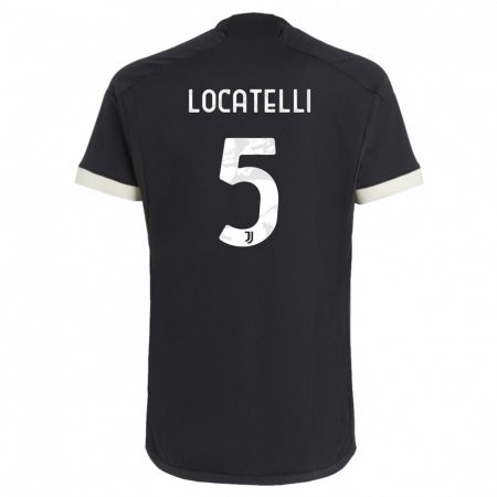 Kandiny Bambino Maglia Manuel Locatelli #5 Nero Kit Gara Third 2023/24 Maglietta