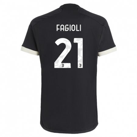 Kandiny Bambino Maglia Nicolò Fagioli #21 Nero Kit Gara Third 2023/24 Maglietta