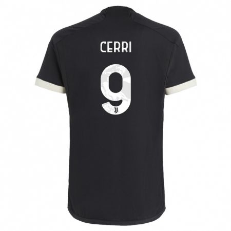 Kandiny Kinder Leonardo Cerri #9 Schwarz Ausweichtrikot Trikot 2023/24 T-Shirt Österreich