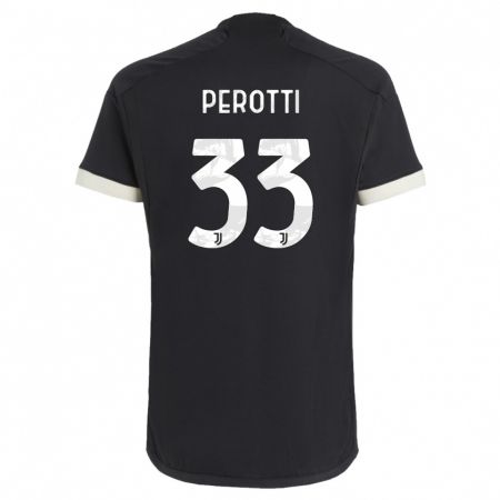 Kandiny Bambino Maglia Clemente Perotti #33 Nero Kit Gara Third 2023/24 Maglietta