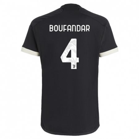 Kandiny Niño Camiseta Adam Boufandar #4 Negro Equipación Tercera 2023/24 La Camisa