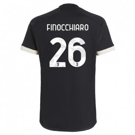 Kandiny Bambino Maglia Gabriele Finocchiaro #26 Nero Kit Gara Third 2023/24 Maglietta