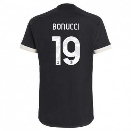 Kandiny Kinder Leonardo Bonucci #19 Schwarz Ausweichtrikot Trikot 2023/24 T-Shirt Österreich