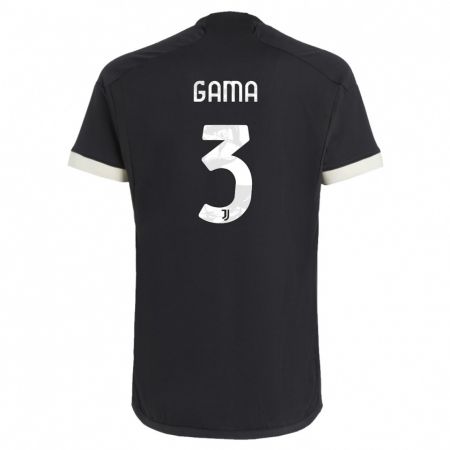 Kandiny Bambino Maglia Sara Gama #3 Nero Kit Gara Third 2023/24 Maglietta