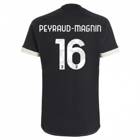 Kandiny Bambino Maglia Pauline Peyraud-Magnin #16 Nero Kit Gara Third 2023/24 Maglietta