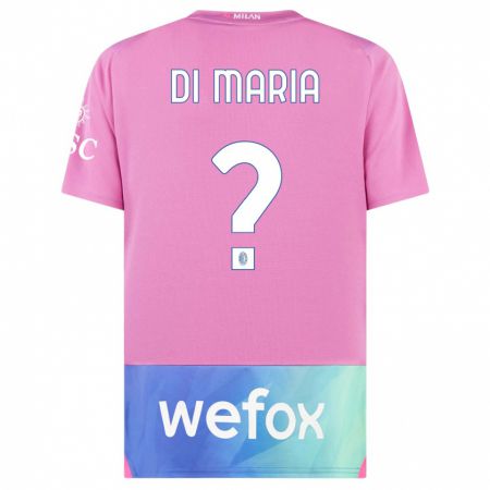 Kandiny Bambino Maglia Alessandro Di Maria #0 Rosa Viola Kit Gara Third 2023/24 Maglietta