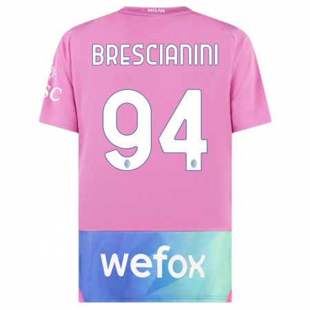 Kandiny Bambino Maglia Marco Brescianini #94 Rosa Viola Kit Gara Third 2023/24 Maglietta