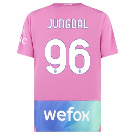 Kandiny Bambino Maglia Andreas Jungdal #96 Rosa Viola Kit Gara Third 2023/24 Maglietta