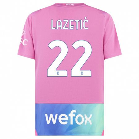 Kandiny Kinder Marko Lazetic #22 Pink Lila Ausweichtrikot Trikot 2023/24 T-Shirt Österreich