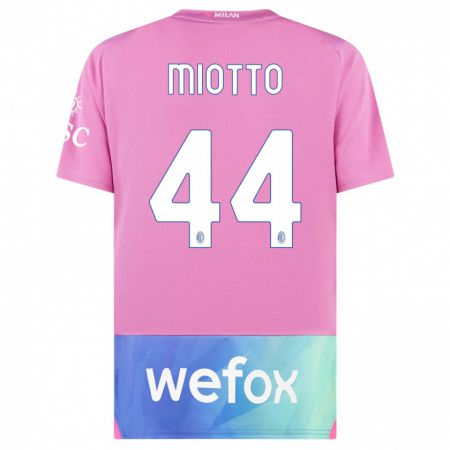 Kandiny Bambino Maglia Giorgia Miotto #44 Rosa Viola Kit Gara Third 2023/24 Maglietta