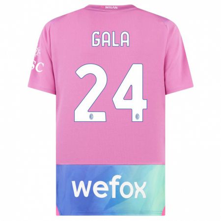 Kandiny Bambino Maglia Antonio Gala #24 Rosa Viola Kit Gara Third 2023/24 Maglietta