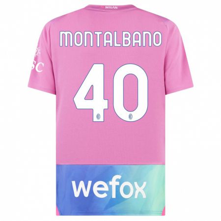 Kandiny Niño Camiseta Nicolo Montalbano #40 Rosado Morado Equipación Tercera 2023/24 La Camisa