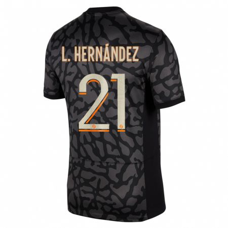 Kandiny Bambino Maglia Lucas Hernández #21 Nero Kit Gara Third 2023/24 Maglietta