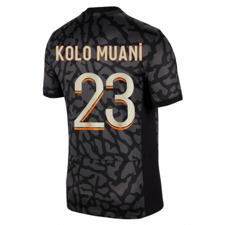 Kandiny Kinderen Randal Kolo Muani #23 Zwart Thuisshirt Derde Tenue 2023/24 T-Shirt België