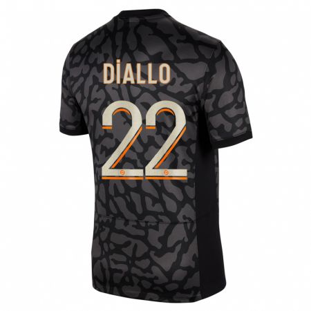 Kandiny Niño Camiseta Abdou Diallo #22 Negro Equipación Tercera 2023/24 La Camisa México