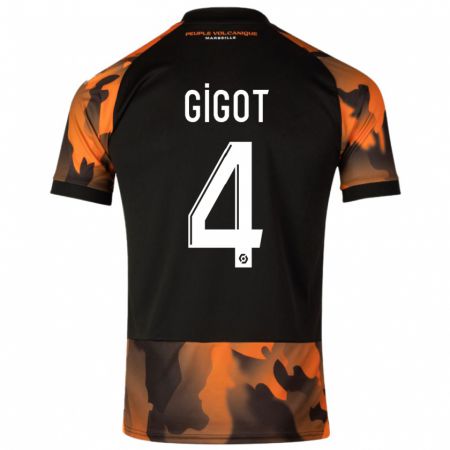 Kandiny Bambino Maglia Samuel Gigot #4 Nero Arancione Kit Gara Third 2023/24 Maglietta