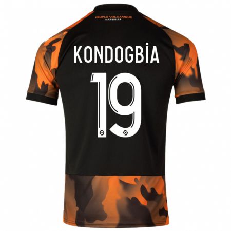 Kandiny Kinderen Geoffrey Kondogbia #19 Zwart Oranje Thuisshirt Derde Tenue 2023/24 T-Shirt België