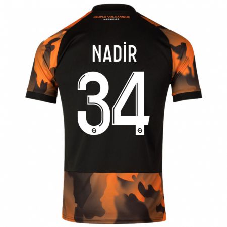 Kandiny Kinderen Bilal Nadir #34 Zwart Oranje Thuisshirt Derde Tenue 2023/24 T-Shirt België