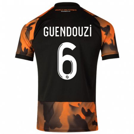 Kandiny Kinderen Matteo Guendouzi #6 Zwart Oranje Thuisshirt Derde Tenue 2023/24 T-Shirt België