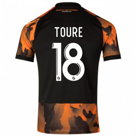 Kandiny Bambino Maglia Isaak Toure #18 Nero Arancione Kit Gara Third 2023/24 Maglietta