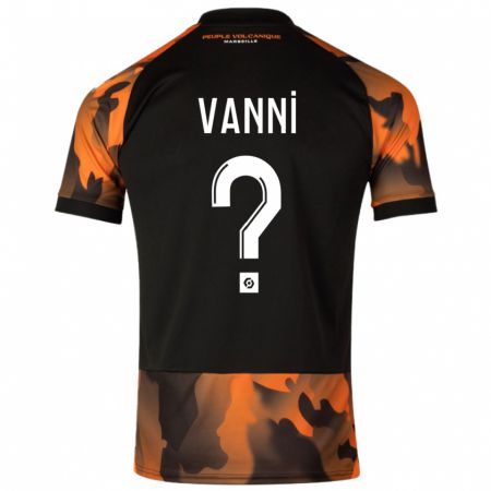 Kandiny Bambino Maglia Fabio Vanni #0 Nero Arancione Kit Gara Third 2023/24 Maglietta