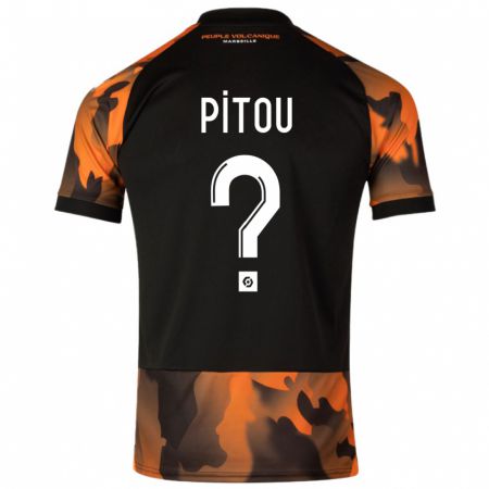 Kandiny Kinderen Jonathan Pitou #0 Zwart Oranje Thuisshirt Derde Tenue 2023/24 T-Shirt België