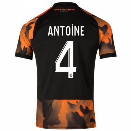 Kandiny Bambino Maglia Maud Antoine #4 Nero Arancione Kit Gara Third 2023/24 Maglietta