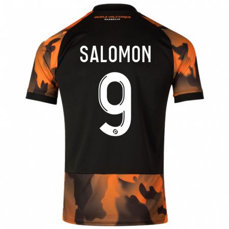 Kandiny Kinderen Maeva Salomon #9 Zwart Oranje Thuisshirt Derde Tenue 2023/24 T-Shirt België