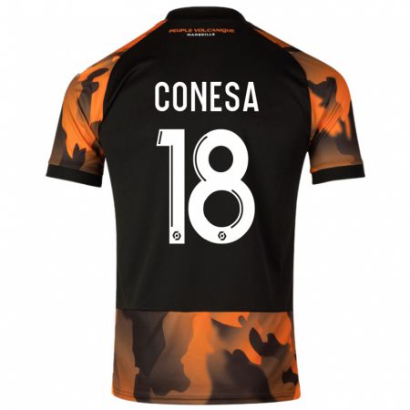 Kandiny Bambino Maglia Anna Conesa #18 Nero Arancione Kit Gara Third 2023/24 Maglietta